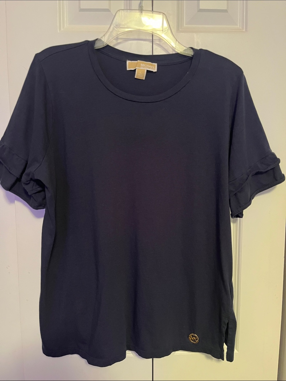 Michael Kors Women's Navy Short Sleeve Crewneck Top Size XL EUC
